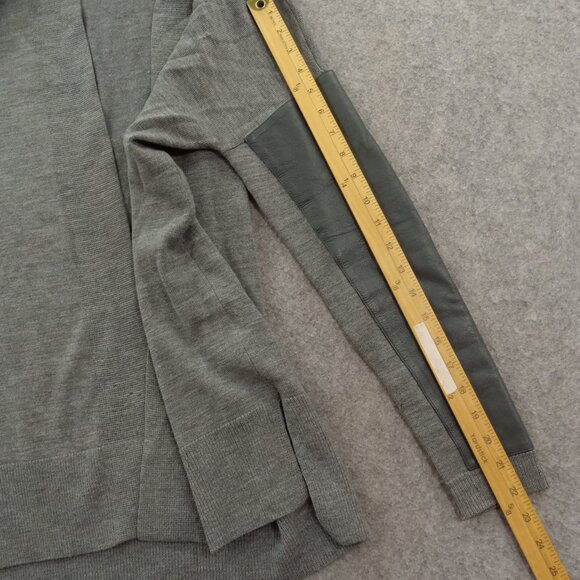 AX Armani Exchange Cardigan Sweater Womens Medium Gray Wool Leather - Picture 10 of 16